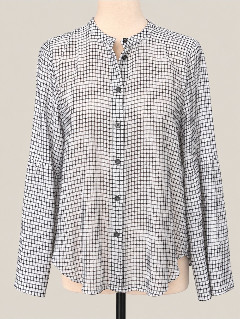Madewell Windowpane Check Button Front Blouse Top Size M